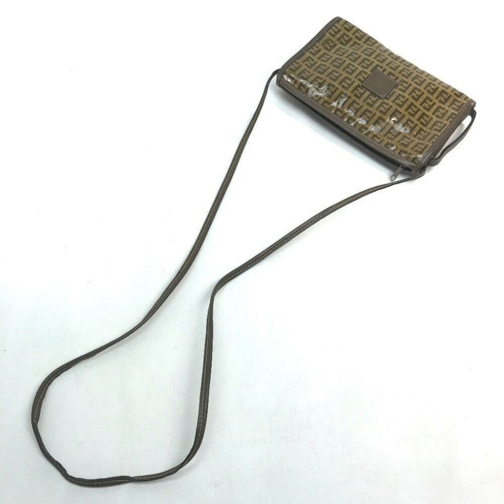 AUTHENTIC FENDI FF Zucca pattern Pochette Cross body Shoulder Bag Vinyl x Leathe - Picture 3 of 8